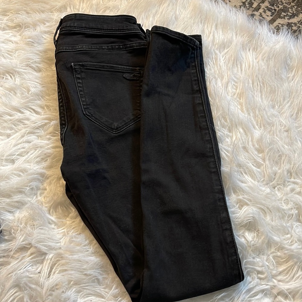 Hollister Size 1 Dark Wash Jean Leggings Jegging High Rise Distressed Style